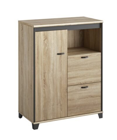 Büroschränk 1 tür mit 2 schubladen 1 nische (MAMBO) 86x112 Eiche sonoma GAUTIER OFFICE