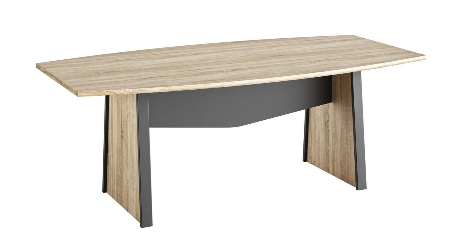 Table de réunion Tonneau (MAMBO) 105x204 Chêne sonoma-Noir GAUTIER OFFICE