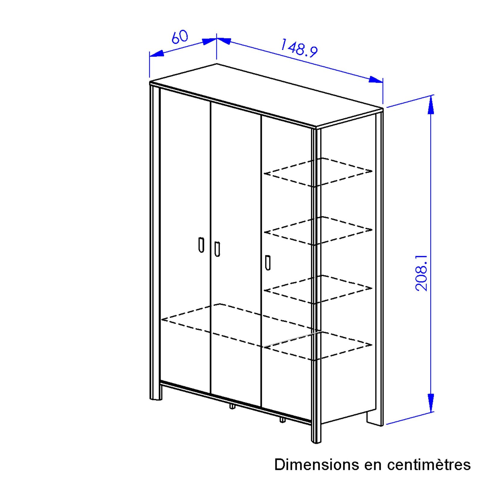 Armoire 3 portes LUGANO Chêne artisan 149x60 – Image 5