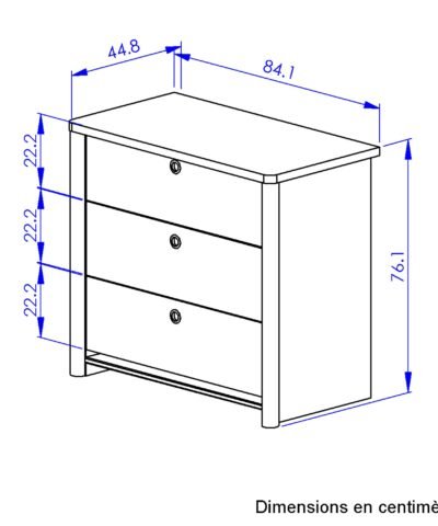 Commode 3 tiroirs MATIS Châtaignier naturel  84x45 – Image 6