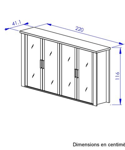 Surmeuble 4 portes vitrées pour buffet MANOSQUE Chêne Helvezia blanchi – Image 6