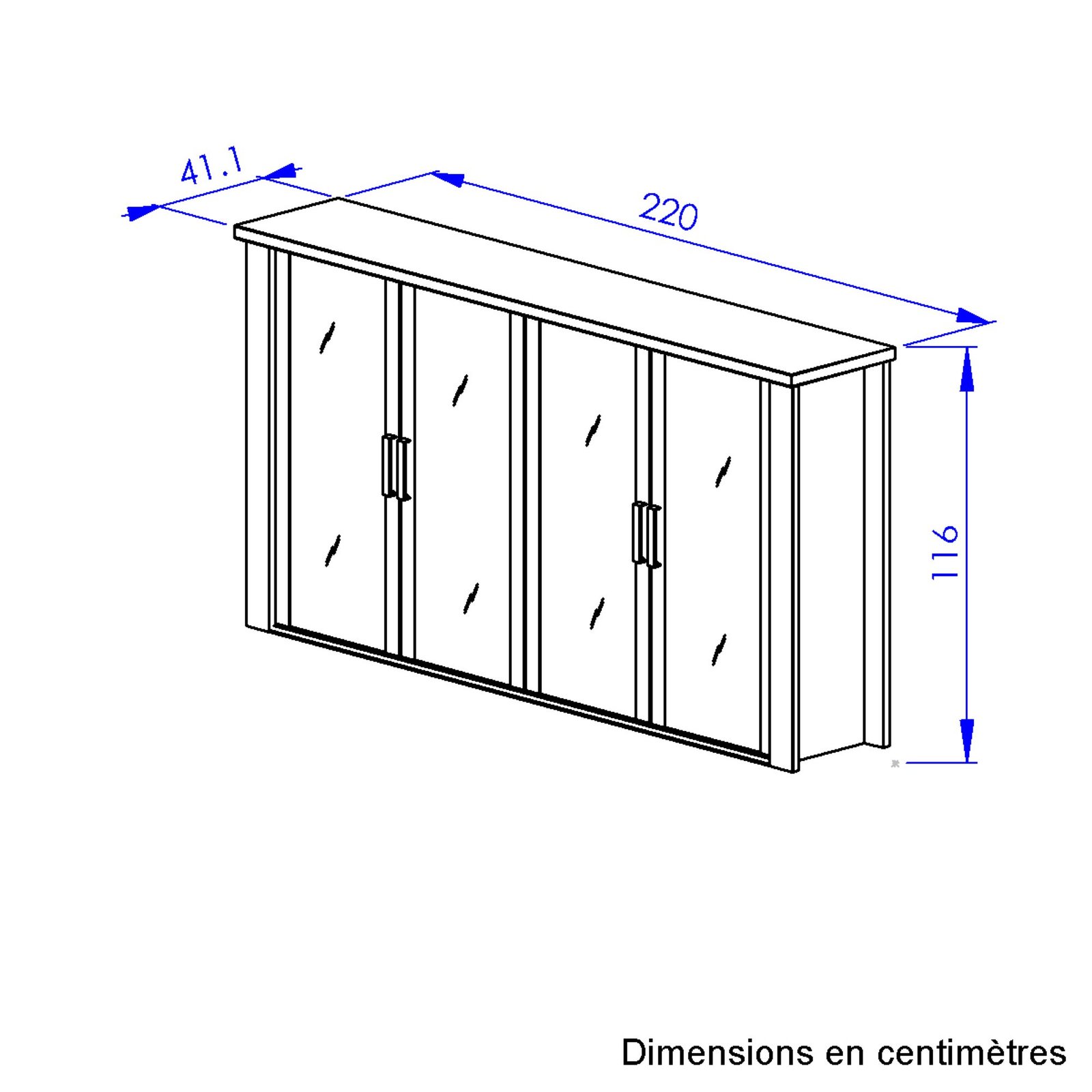 Surmeuble 4 portes vitrées pour buffet MANOSQUE Chêne Helvezia blanchi – Image 6