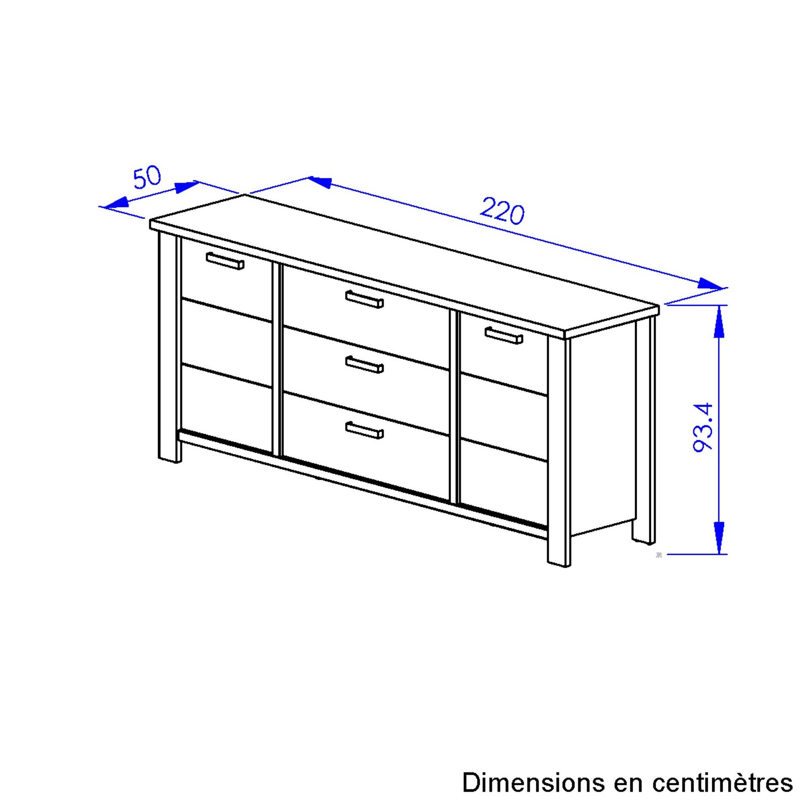Buffet 2 portes 3 tiroirs MANOSQUE Chêne Helvezia blanchi – Image 6