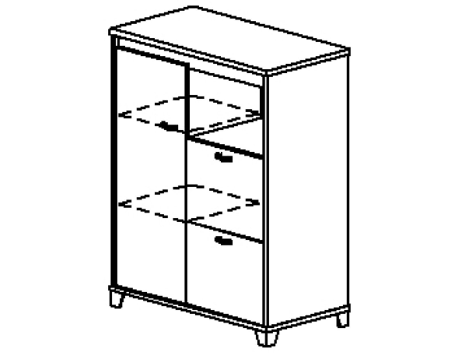 Rangement 1 porte 2 tiroirs 1 niche (MAMBO) 86x112 Chêne sonoma GAUTIER OFFICE – Image 2