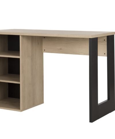 Table de Bureau 1 porte 1 niche DUPLEX Châtaignier naturel Beige 120x56 – Image 3