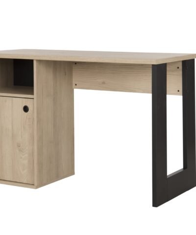 Table de Bureau 1 porte 1 niche DUPLEX Châtaignier naturel Beige 120x56 – Image 4