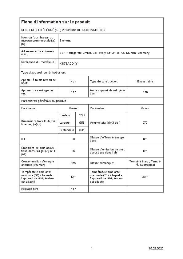 Kühl - und gefrierkombination Einbau - Siemens - mit 2 türen KI87SADD1Y – Bild 3