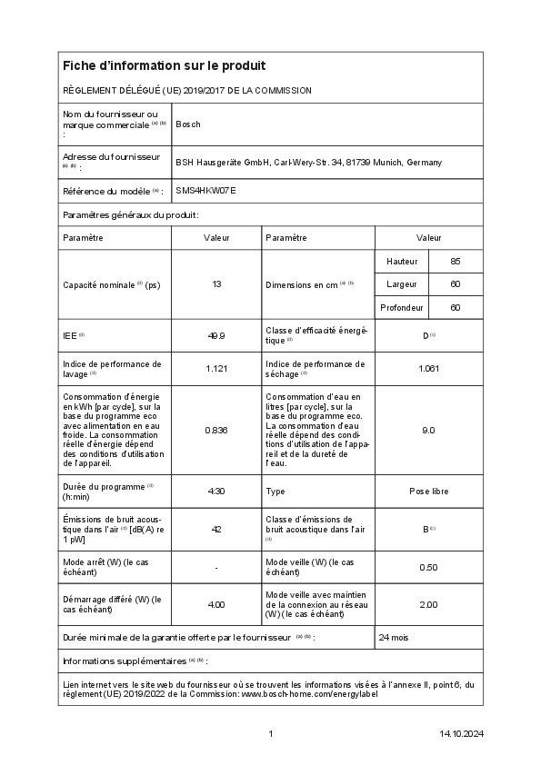 Freistehender Geschirrspüler Bosch (Serie 4) Weiss SMS4HKW07E – Bild 10
