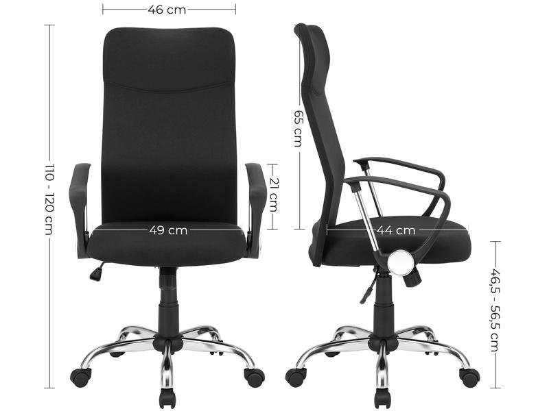 Songmics Chaise de bureau avec rembourrage et accoudoirs, noir 1