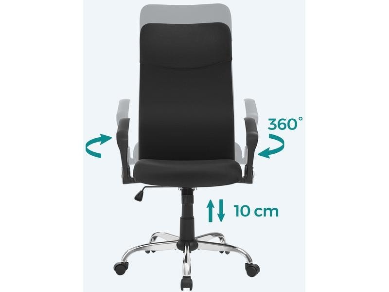 Songmics Chaise de bureau avec rembourrage et accoudoirs, noir 2