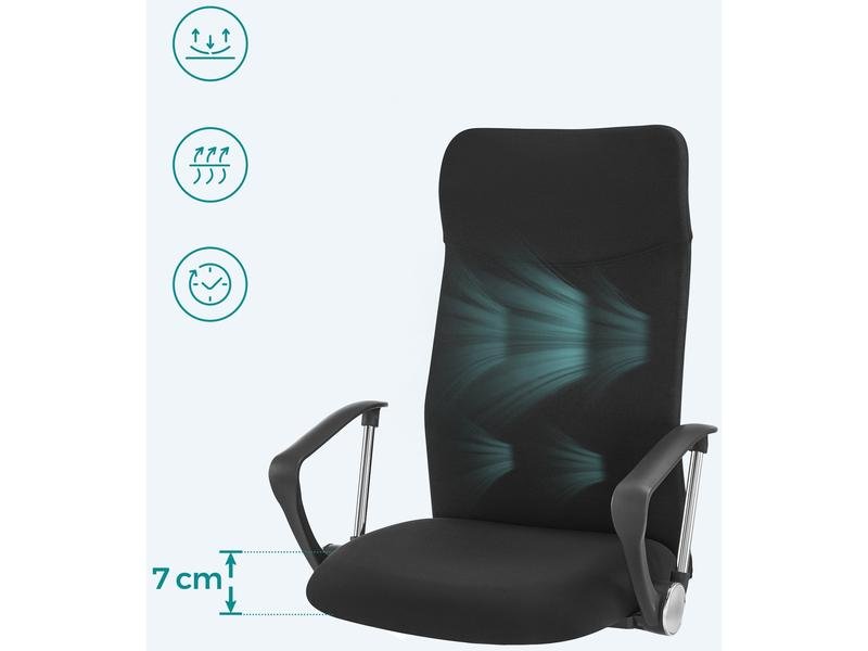 Songmics Chaise de bureau avec rembourrage et accoudoirs, noir 3
