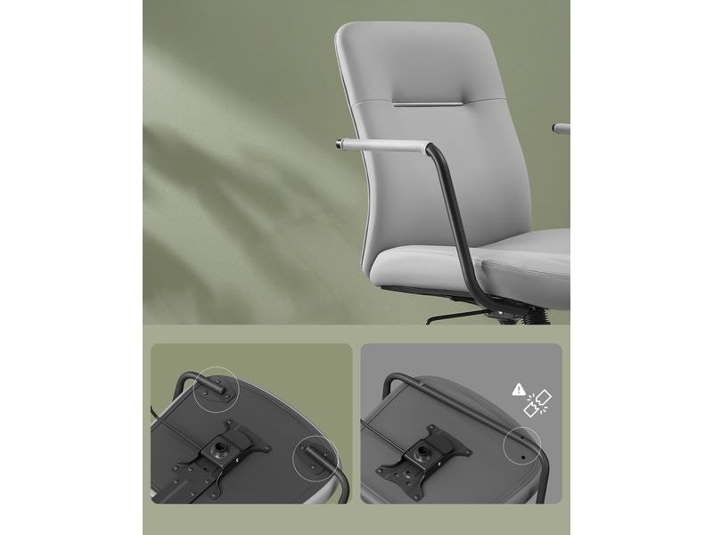 Songmics Chaise de bureau avec dossier rembourré et accoudoirs, Gris 2