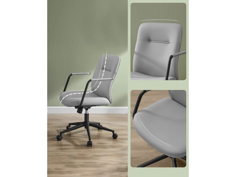 Songmics Chaise de bureau avec dossier rembourré et accoudoirs, Gris 3