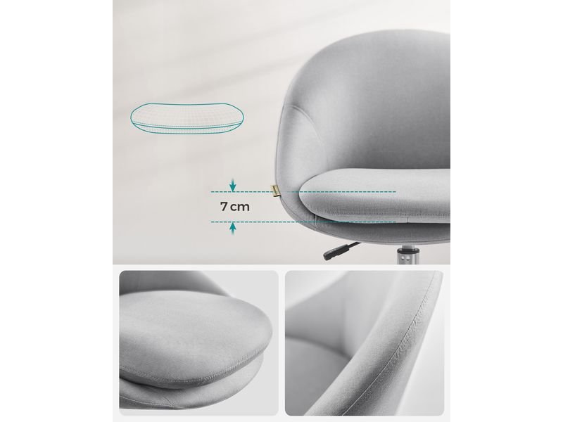 Songmics Chaise de bureau sans accoudoirs, avec piétement, gris 5