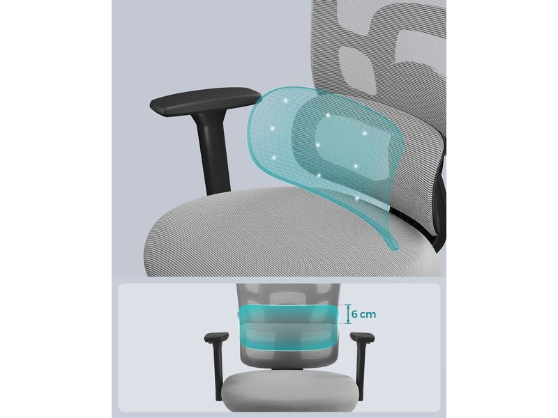 Songmics Chaise de bureau avec appui-tête et accoudoirs, Gris 8