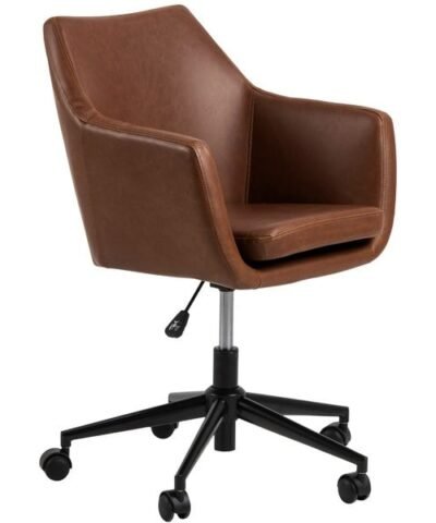 AC Design Chaise de bureau Nora, avec dossier rembourré et accoudoirs, cognac 10