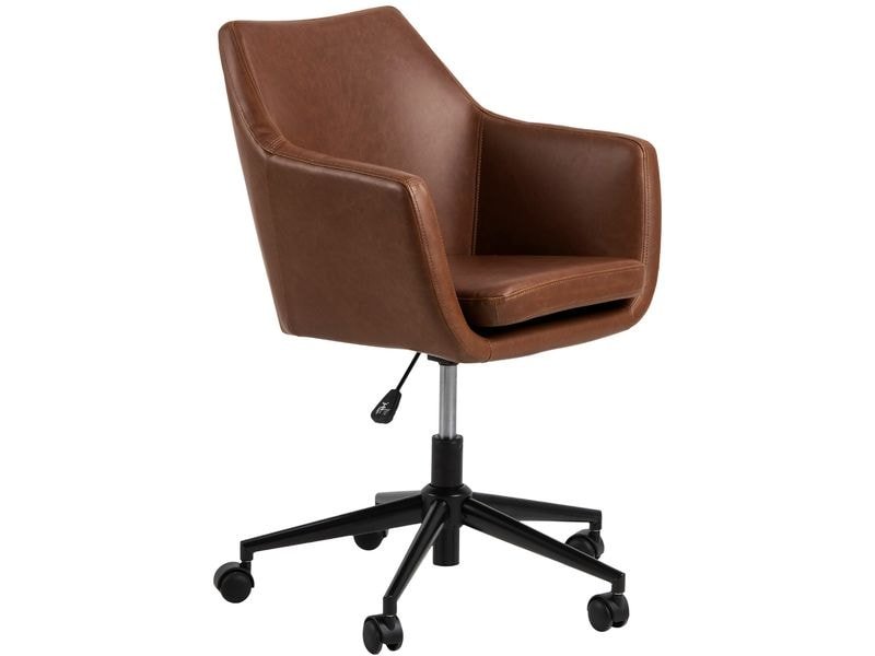 AC Design Chaise de bureau Nora, avec dossier rembourré et accoudoirs, cognac 10