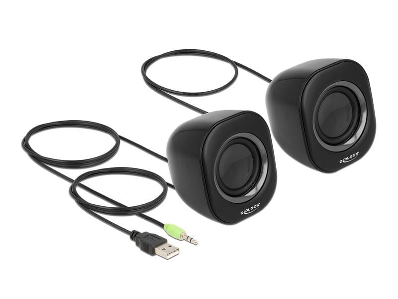 Delock PC-Lautsprecher Mini Stereo 3.5 mm Klinke, USB-Strom Schwarz 1