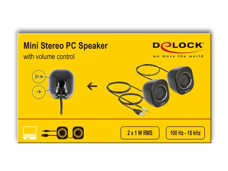 Delock PC-Lautsprecher Mini Stereo 3.5 mm Klinke, USB-Strom Schwarz 3