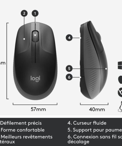 Logitech Souris M190 Anthracite/Noir, sans fil 5