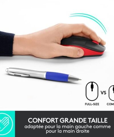 Logitech Souris M190 Rouge/Noir, sans fil 4
