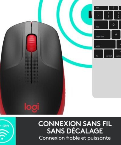 Logitech Souris M190 Rouge/Noir, sans fil 5