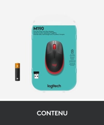 Logitech Souris M190 Rouge/Noir, sans fil 3