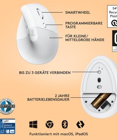 Logitech Ergonomische Maus Lift Off-white 6
