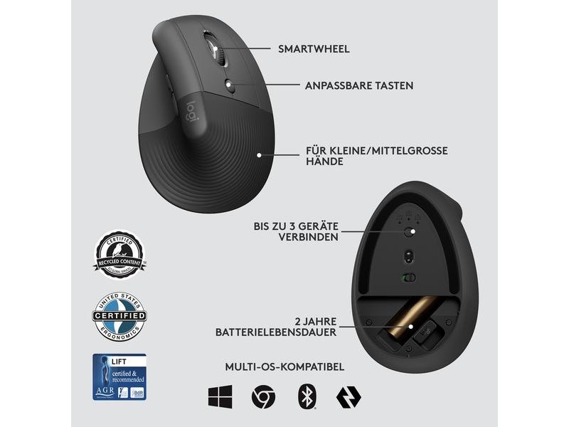 Logitech Ergonomische Maus Lift for Business Graphite 6