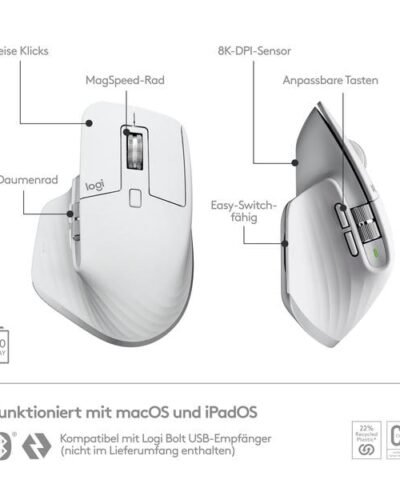 Logitech Maus MX Master 3S for Mac pale grey 6