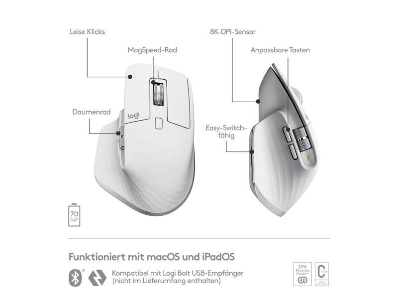 Logitech Maus MX Master 3S for Mac pale grey 6