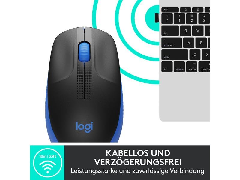 Logitech Maus M190 Blau/Schwarz, kabellos 6