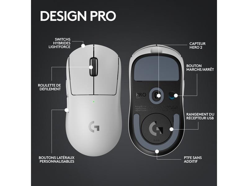 Logitech Souris de gaming Pro X Superlight 2 Lightspeed Blanc 7