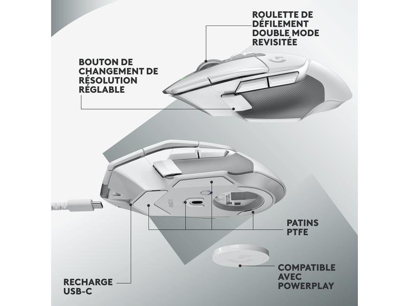 Logitech Souris de gaming G502 X Lightspeed Blanc 4