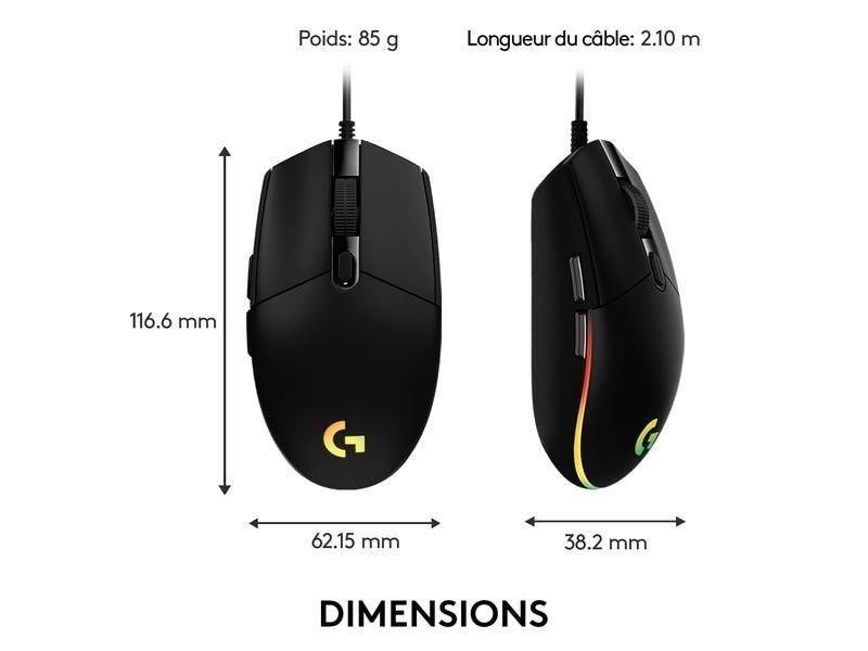 Logitech Souris de gaming G203 Lightsync Noir 6