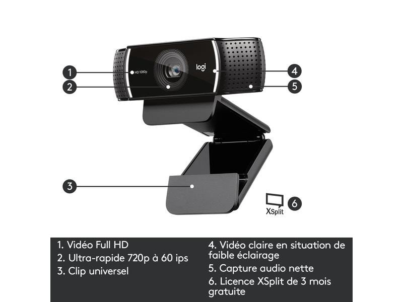 Logitech Webcam C922 Pro Stream , avec trépied, Full-HD 1080p, USB 7