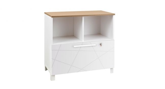 Sideboard unten 2 fächer, 1 schublade - SUNDAY - 42x80 - fassade Weiss graphic GAUTIER OFFICE