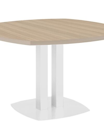Table 4 côtés courbe (CONFERENCE) 115x115 Chêne structuré / Blanc GAUTIER OFFICE