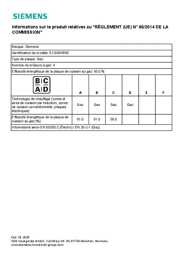 Table de cuisson à gaz Encastrable Acier inox - Siemens EC6A5HB90 – Image 7