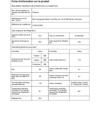 Réfrigérateur intégrable avec compartiment congélation sous plan - Siemens iQ500 - KU22LACD0H – Image 7