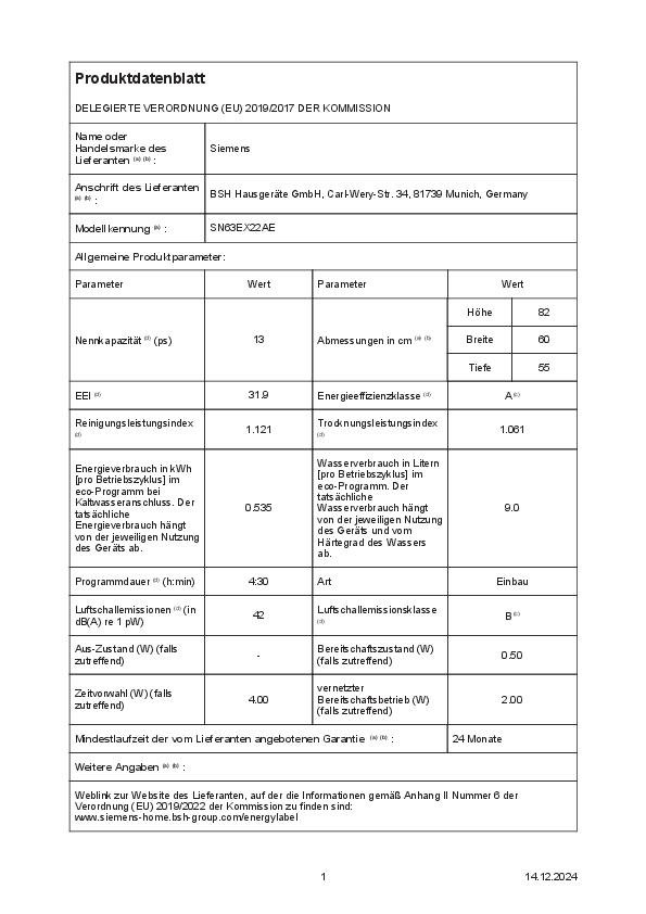 Lave-vaisselle Encastrable Siemens - SN63EX22AE – Image 10