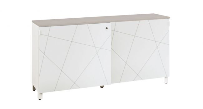 Sideboard Weissen 2 schiebetüren - SUNDAY - 45x160 - fassaden Weiss graphic GAUTIER OFFICE