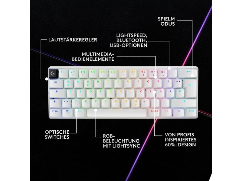 Logitech Gaming-Tastatur Pro X 60 Lightspeed White 4
