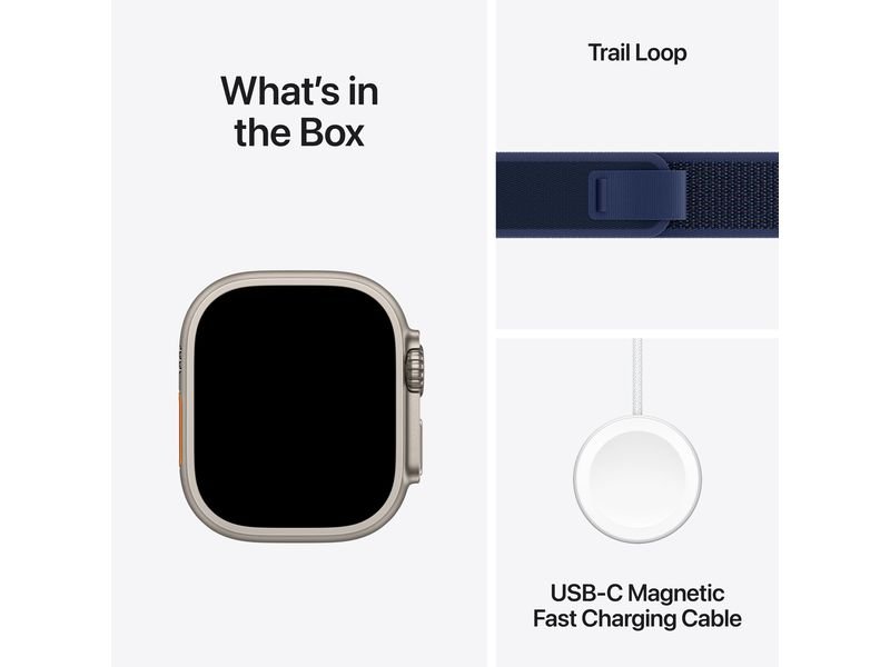 Apple Watch Ultra 2 Natural Titanium Trail Loop bleu M/L 8
