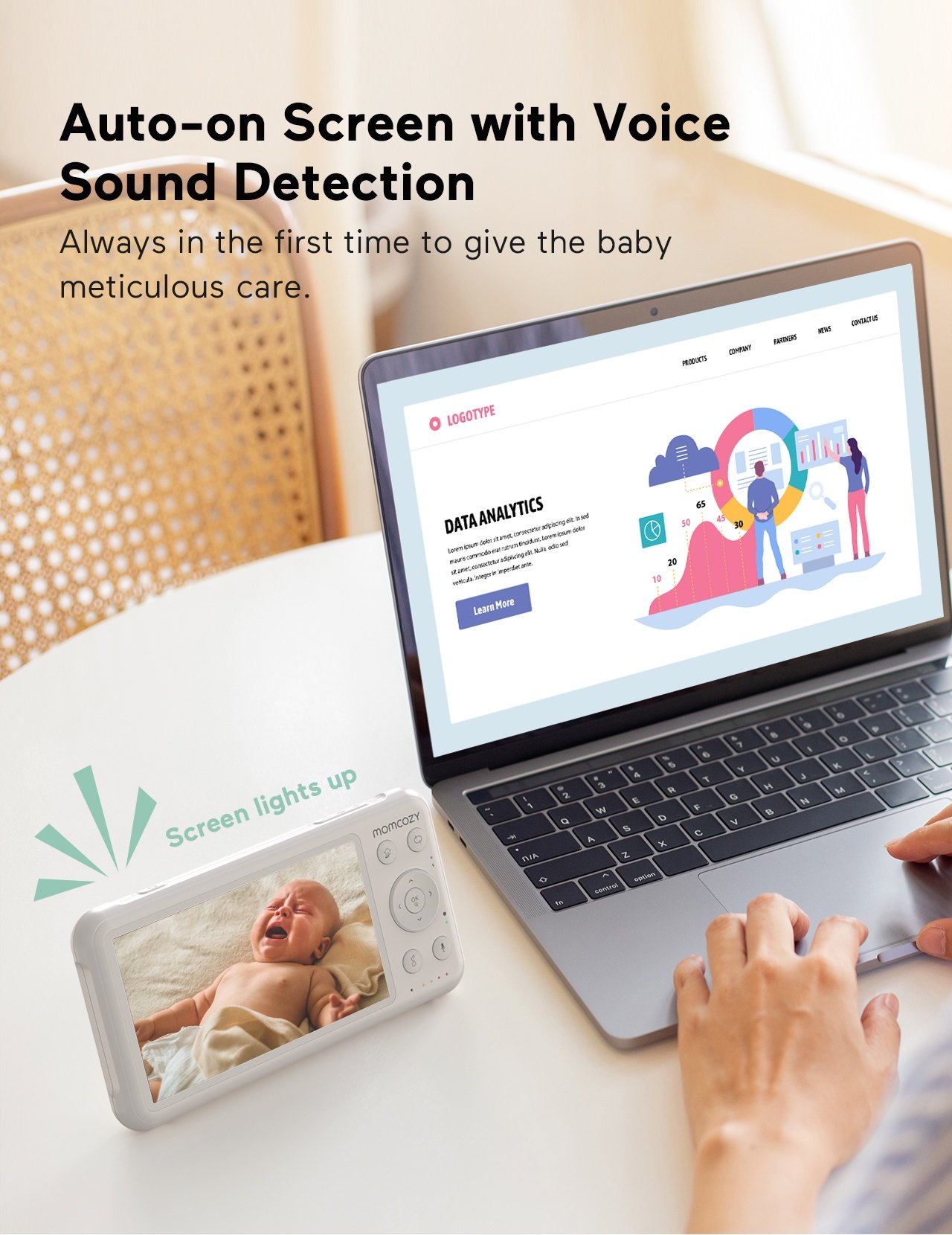 Momcozy Video Baby Monitor 5 inch – Image 3