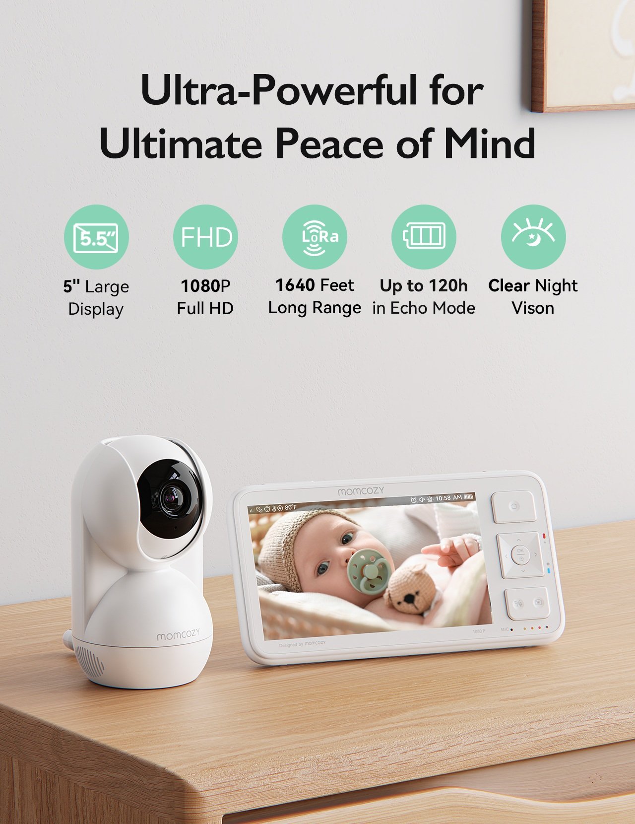 Momcozy Video Baby Monitor BM03 5,5 Inch Full HD – Image 4