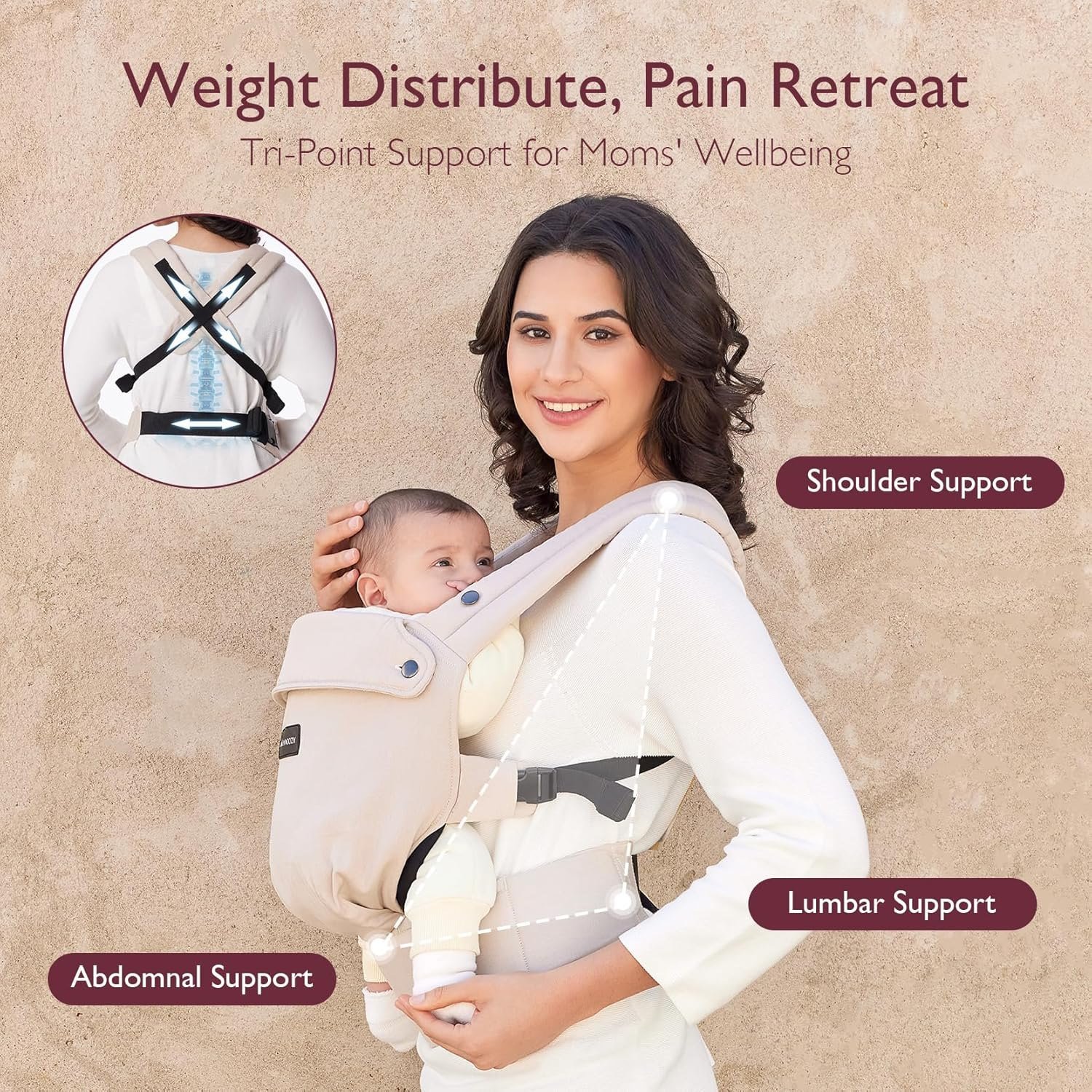Momcozy Baby Carrier Cotton - beige – Bild 5