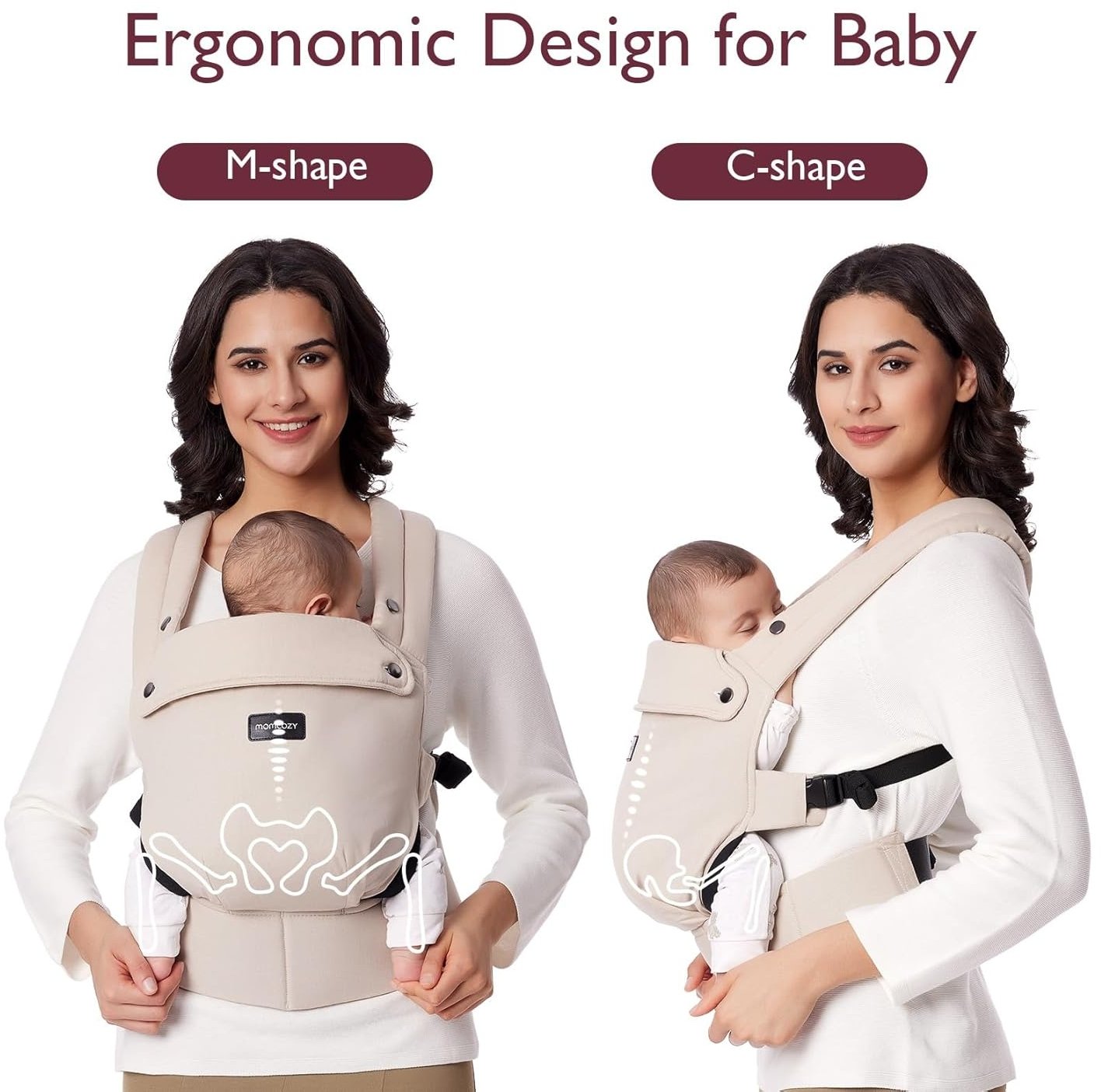 Momcozy Baby Carrier Cotton - beige – Bild 6