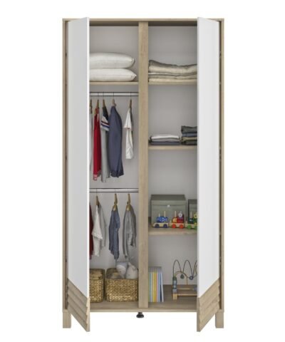 Kinderschrank 2 türen Eiche-blond, ACHILLE – Bild 3