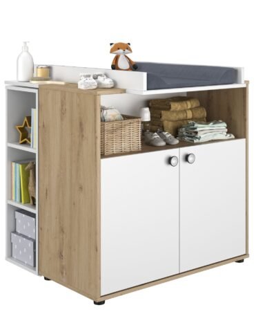 Alternative view of Petite bibliothèque blanche Chêne artisan ARTHUR